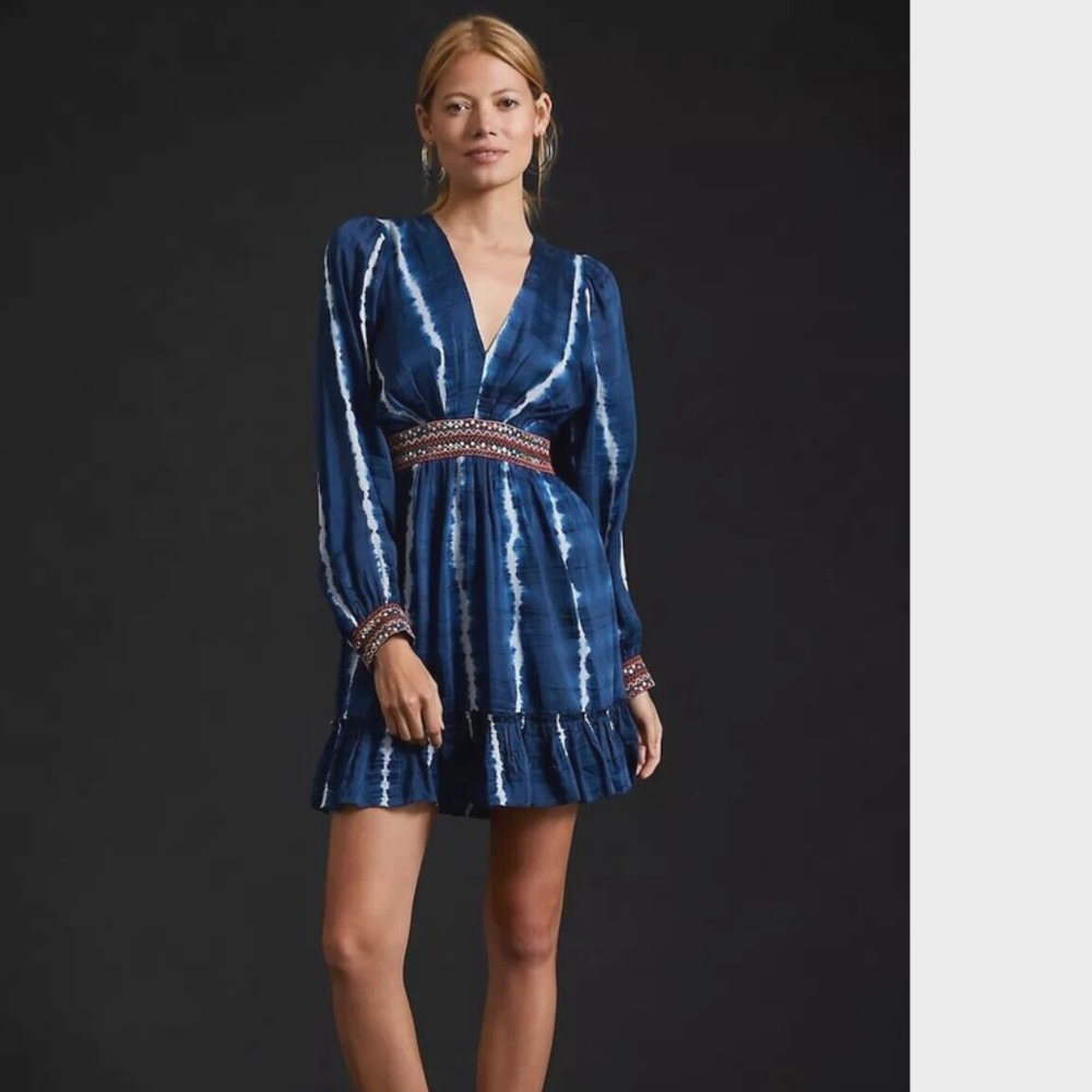 Verb by Pallavi Singhee Beaded Tie-Dye Mini Dress XS P NWT